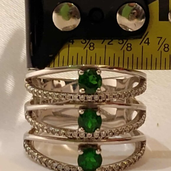 .87ctw Russian Chrome Diopside w/.45ctw White Zircon Sterling Silver ring Size 7 - Picture 10 of 12